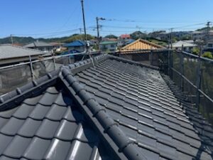 福岡県屋根塗装工事　上塗り２回目　完了